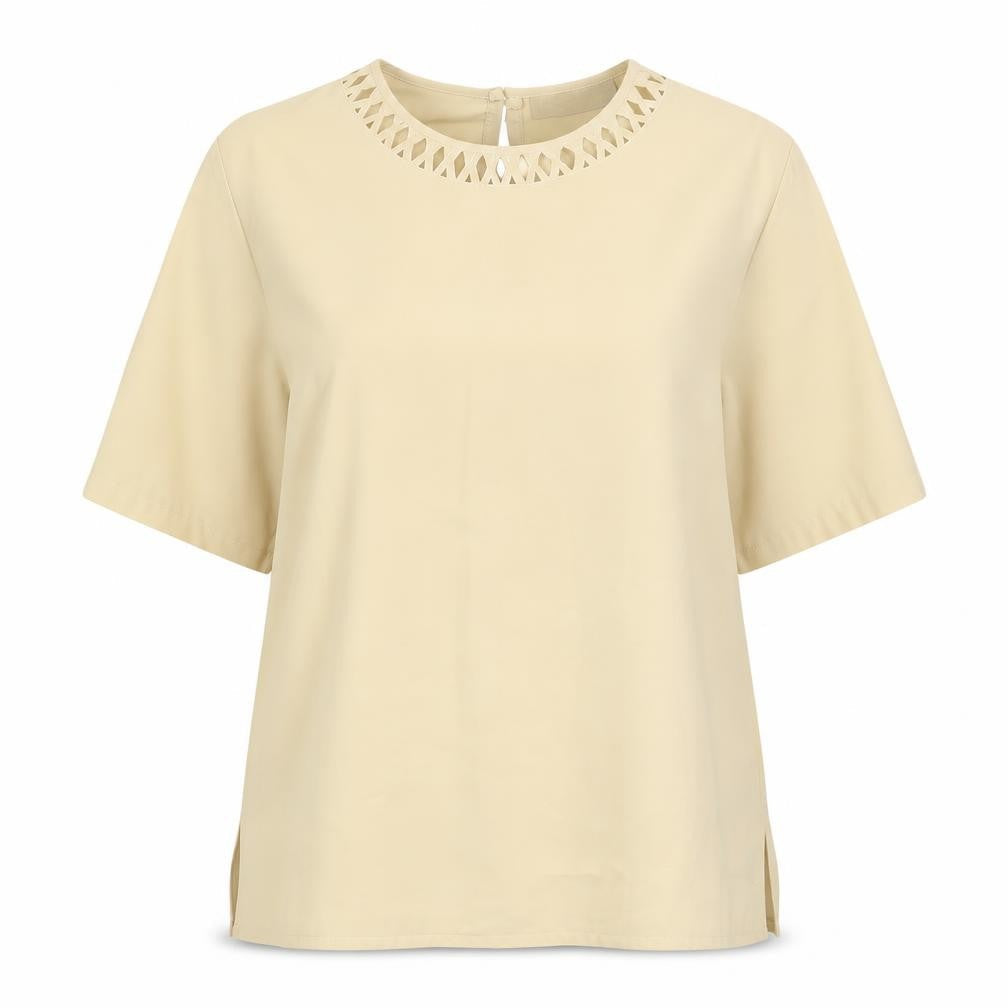 Womens UK Size 16 Daxon Beige Basic T-Shirt