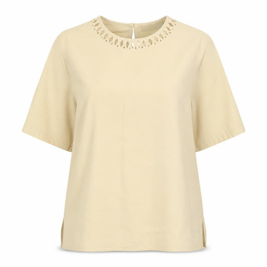Womens UK Size 16 Daxon Beige Basic T-Shirt