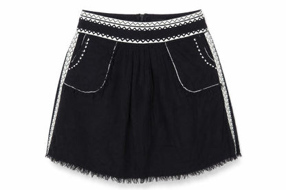AND/OR Womens Black Geometric Cotton Mini Skirt Size 12 Zip