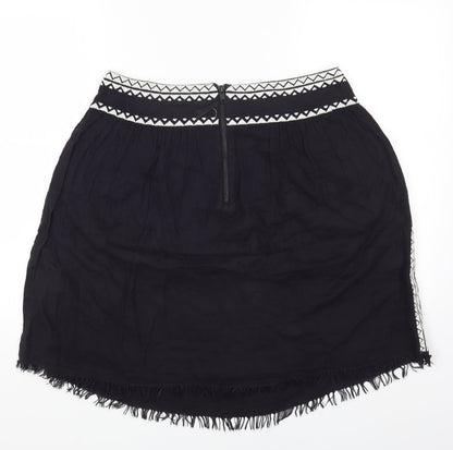 AND/OR Womens Black Geometric Cotton Mini Skirt Size 12 Zip