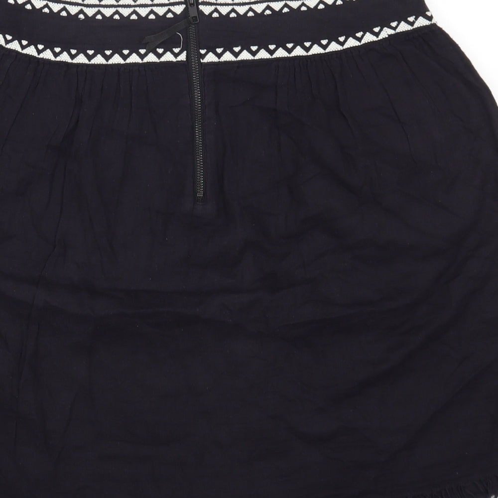 AND/OR Womens Black Geometric Cotton Mini Skirt Size 12 Zip