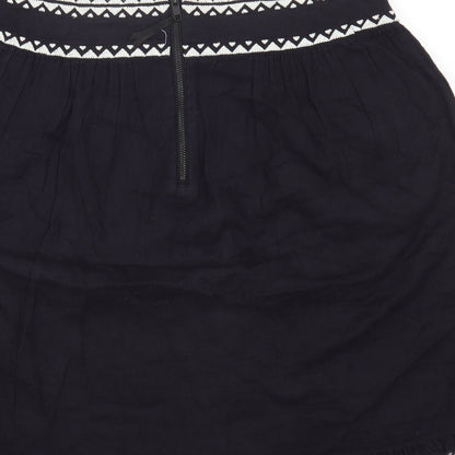 AND/OR Womens Black Geometric Cotton Mini Skirt Size 12 Zip