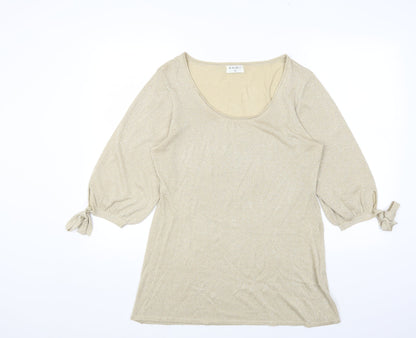 Kaliko Womens Gold Round Neck Viscose Pullover Jumper Size 16
