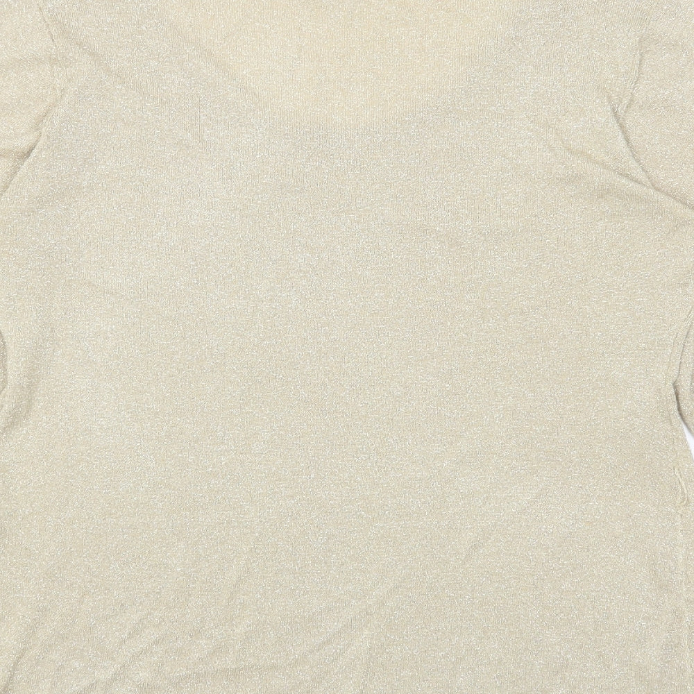 Kaliko Womens Gold Round Neck Viscose Pullover Jumper Size 16