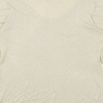 Kaliko Womens Gold Round Neck Viscose Pullover Jumper Size 16