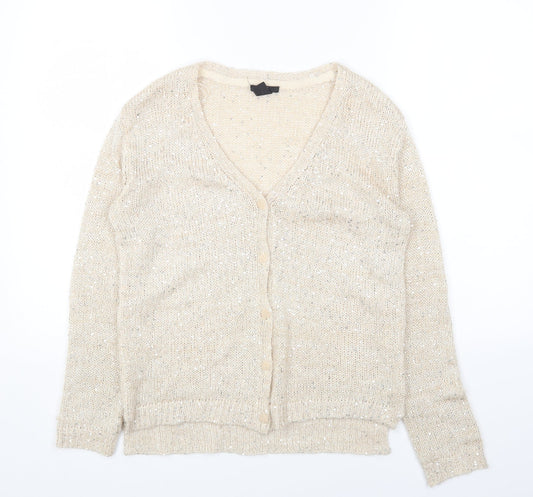 Womens UK Size XS H&M Beige Cardigan Jumper