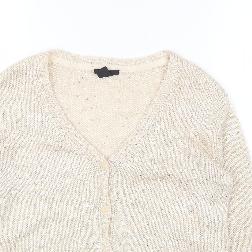 Womens UK Size XS H&M Beige Cardigan Jumper
