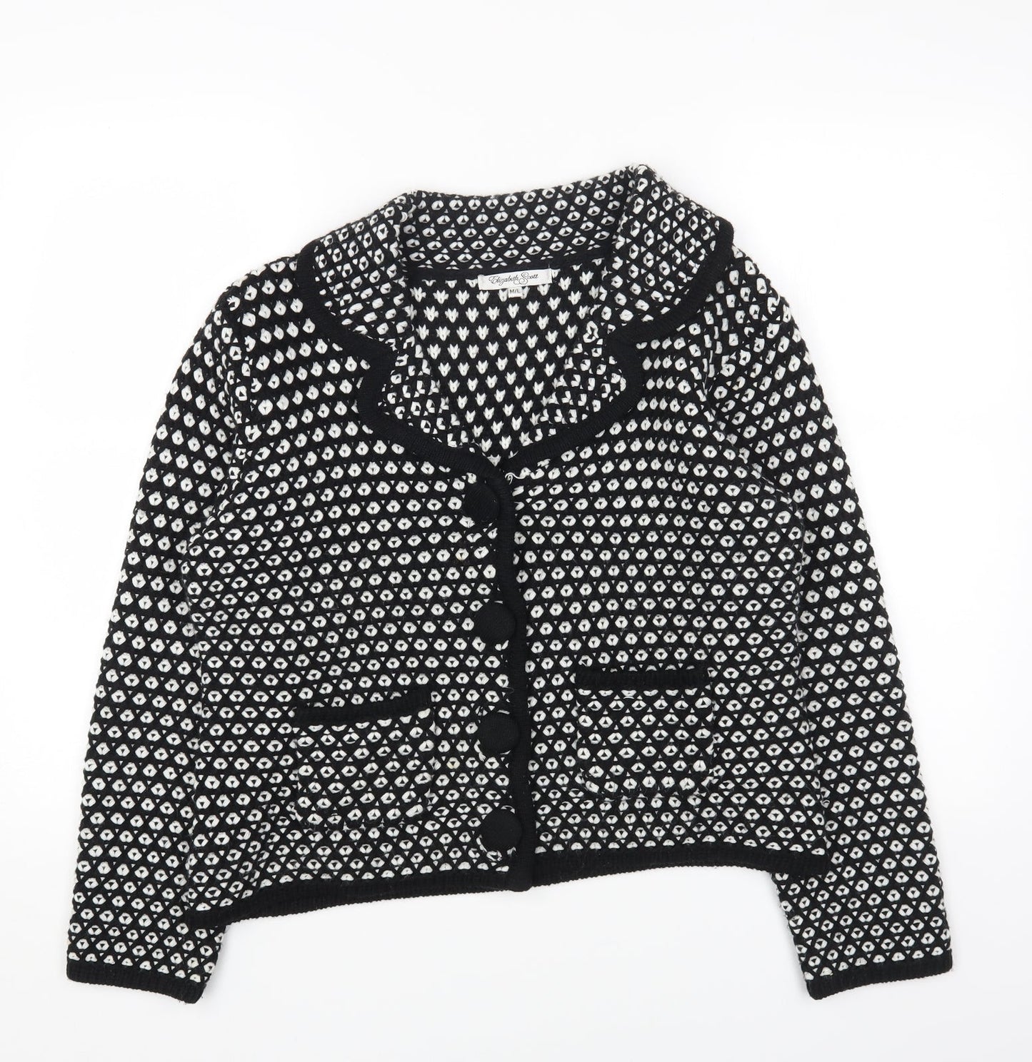 Womens UK Size M Preworn Black Cardigan Jumper