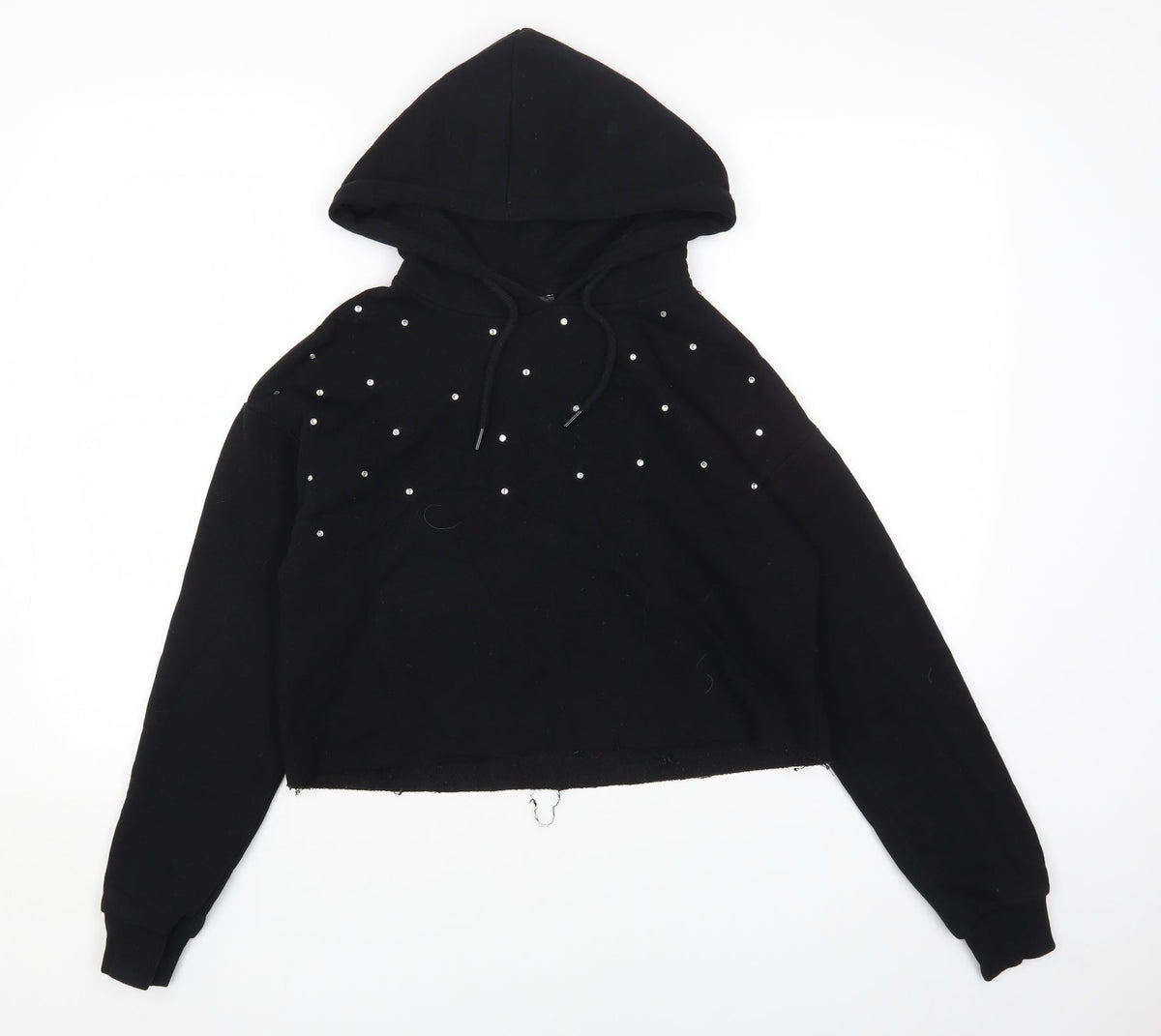 Primark Womens Black Polka Dot Cotton Pullover Hoodie Size 2XS Pullover