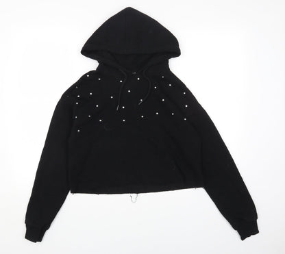 Primark Womens Black Polka Dot Cotton Pullover Hoodie Size 2XS Pullover