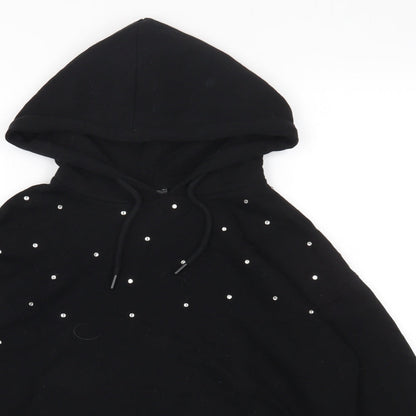 Primark Womens Black Polka Dot Cotton Pullover Hoodie Size 2XS Pullover