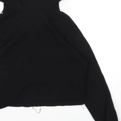 Primark Womens Black Polka Dot Cotton Pullover Hoodie Size 2XS Pullover
