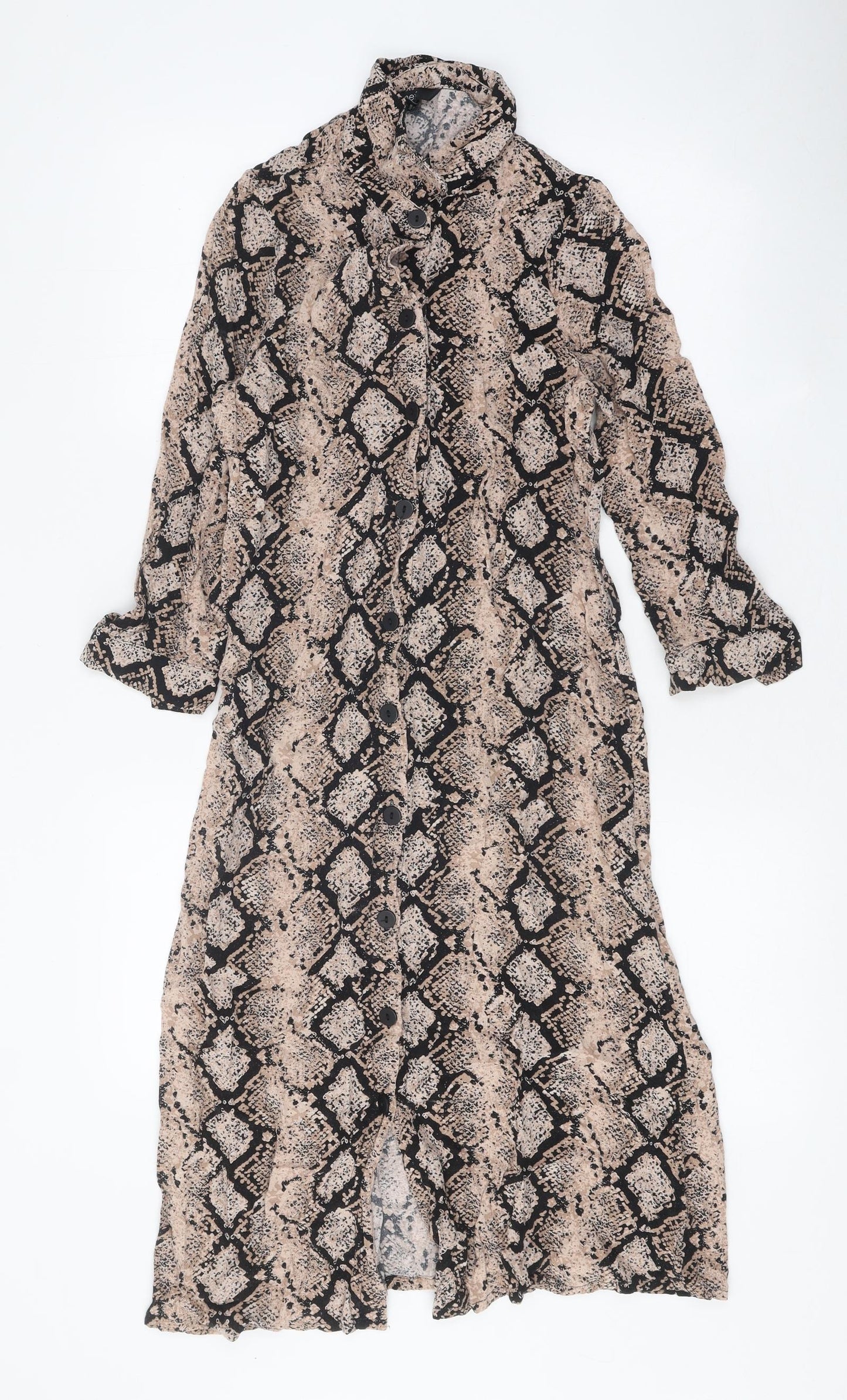 NEXT Womens Multicoloured Animal Print Viscose Shirt Dress Size 6 Collared Button - Snakeskin Pattern