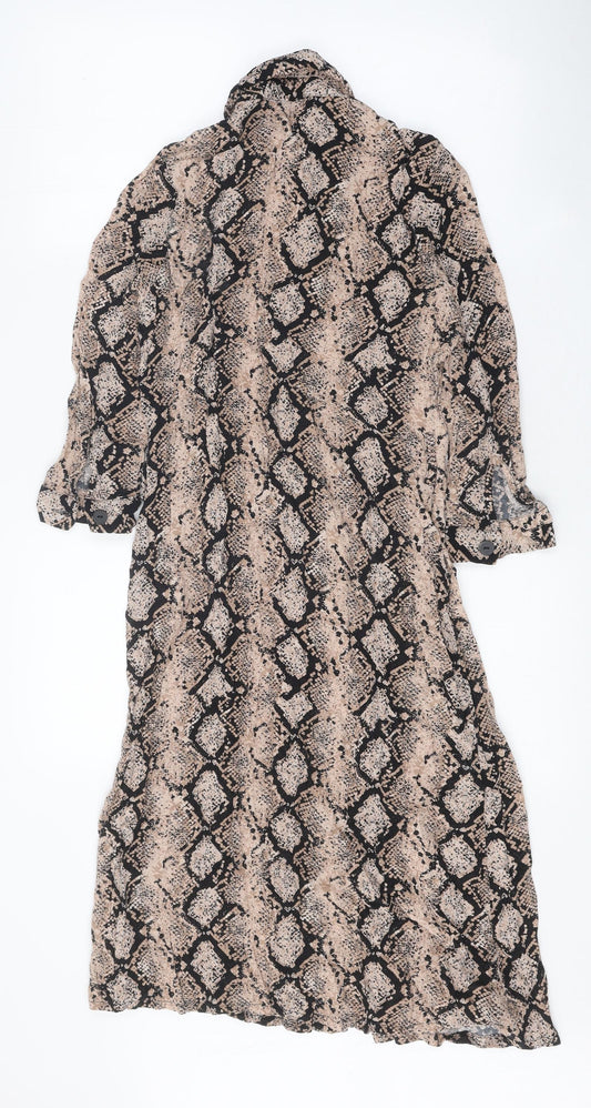 NEXT Womens Multicoloured Animal Print Viscose Shirt Dress Size 6 Collared Button - Snakeskin Pattern