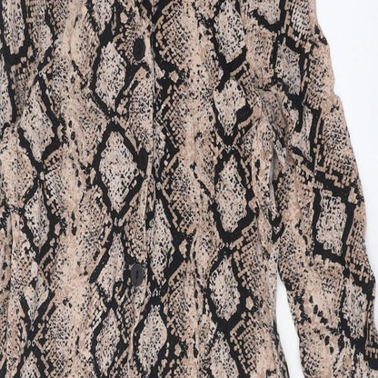 NEXT Womens Multicoloured Animal Print Viscose Shirt Dress Size 6 Collared Button - Snakeskin Pattern