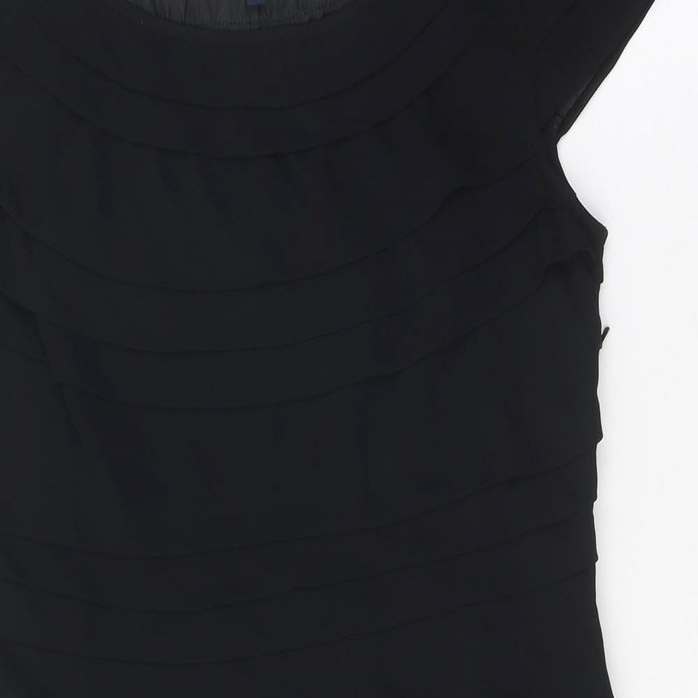 French Connection Womens Black Polyester A-Line Size 10 Scoop Neck Zip