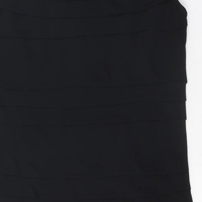 French Connection Womens Black Polyester A-Line Size 10 Scoop Neck Zip