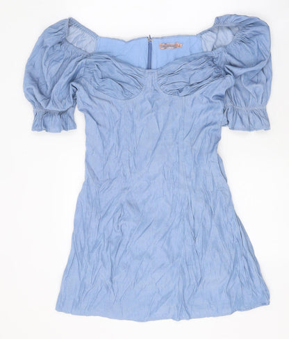 SkyLar Rose Womens Blue Cotton A-Line Size M Sweetheart Zip
