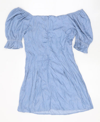 SkyLar Rose Womens Blue Cotton A-Line Size M Sweetheart Zip