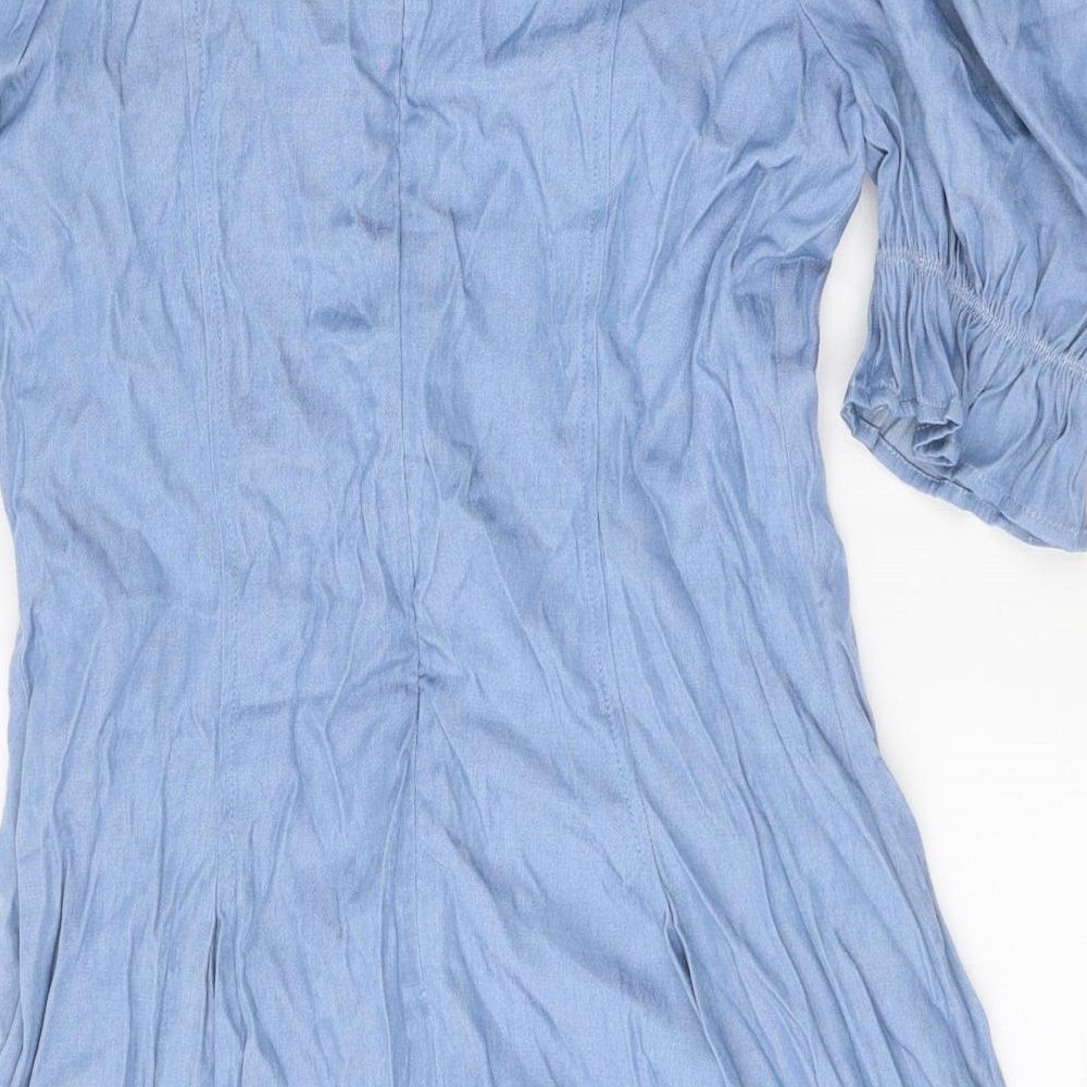 SkyLar Rose Womens Blue Cotton A-Line Size M Sweetheart Zip