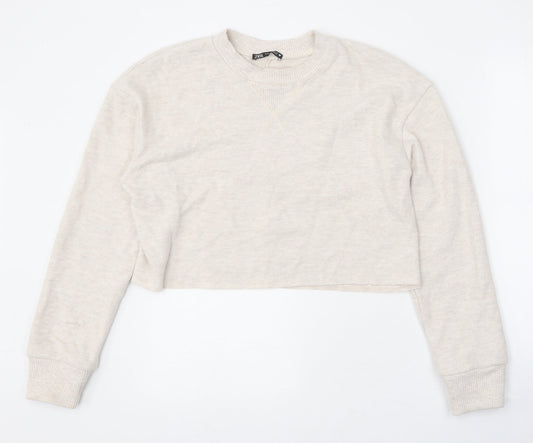 Womens UK Size S Zara Beige Pullover Jumper