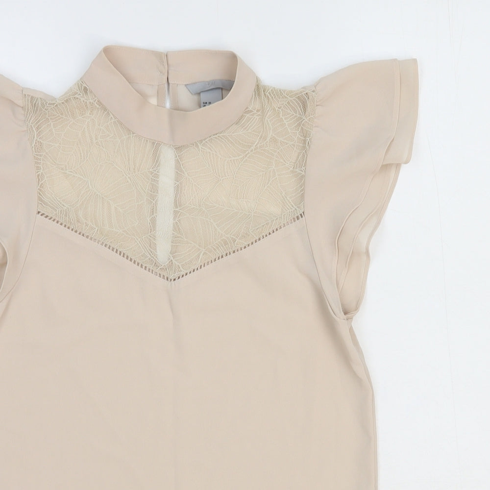 Womens UK Size 4 H&M Beige Basic Blouse