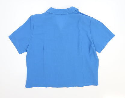 Womens UK Size 22 Clothes Contact Blue Basic Button-Up