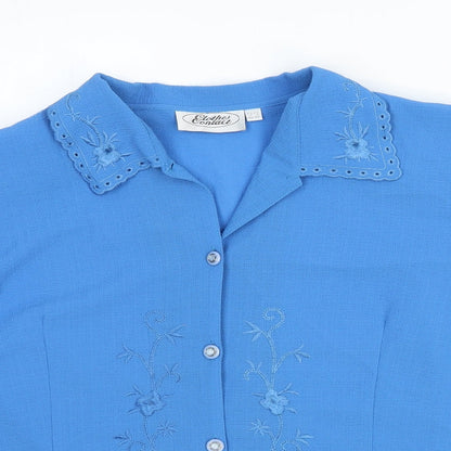 Womens UK Size 22 Clothes Contact Blue Basic Button-Up