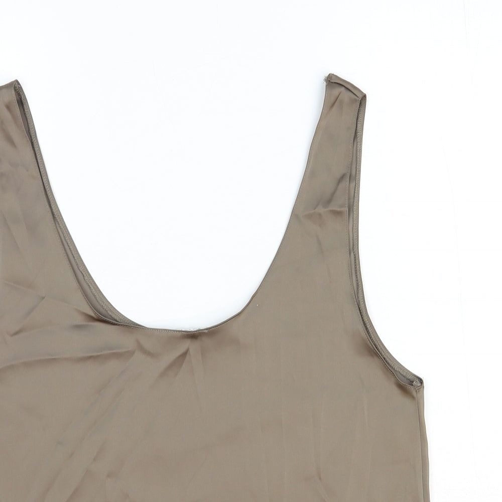 Womens UK Size L Zara Brown Basic Tank
