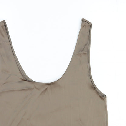 Womens UK Size L Zara Brown Basic Tank