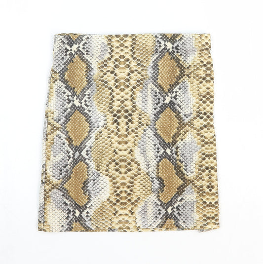 In the Style Womens Beige Animal Print Polyester Bandage Skirt Size 6 - Snakeskin Pattern