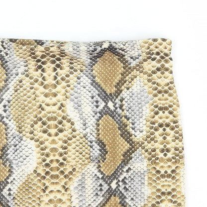 In the Style Womens Beige Animal Print Polyester Bandage Skirt Size 6 - Snakeskin Pattern