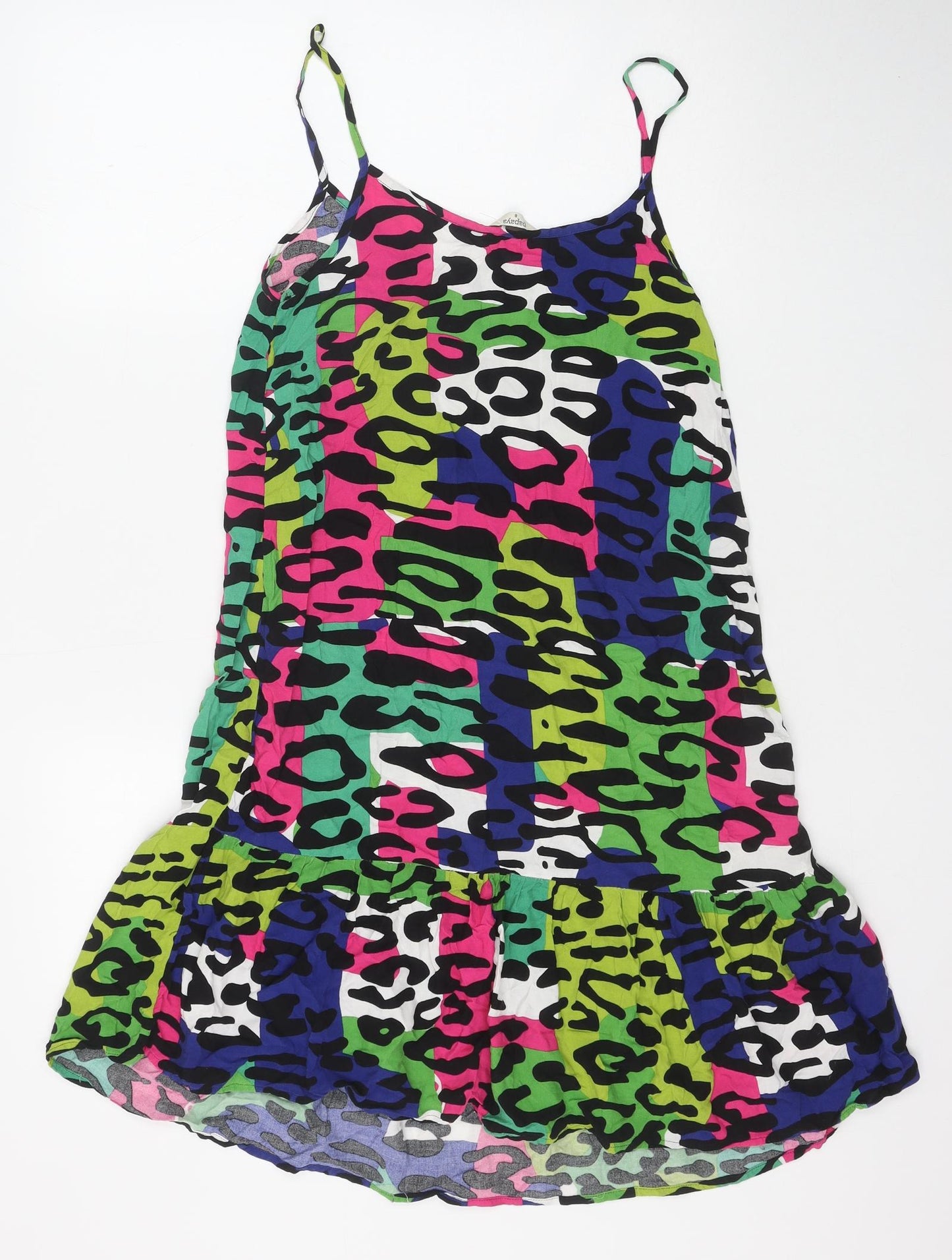 Matalan Womens Multicoloured Geometric Viscose Slip Dress Size 8 Round Neck Pullover