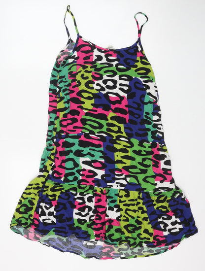 Matalan Womens Multicoloured Geometric Viscose Slip Dress Size 8 Round Neck Pullover