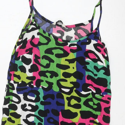 Matalan Womens Multicoloured Geometric Viscose Slip Dress Size 8 Round Neck Pullover