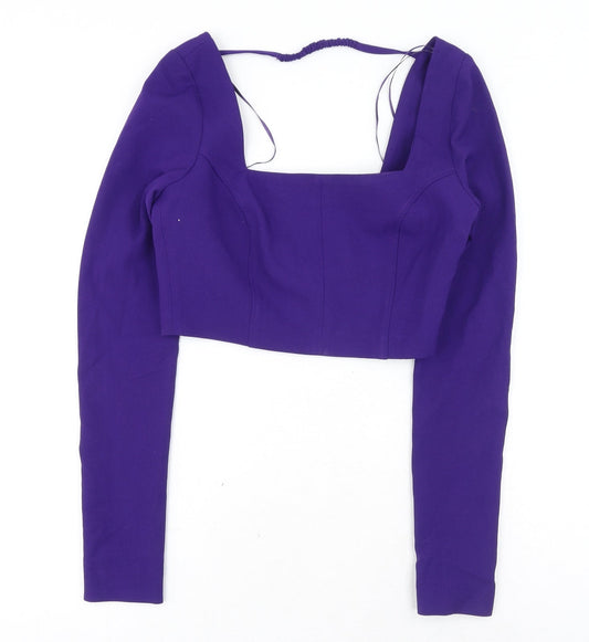 Womens UK Size XS Zara Purple Cropped Blouse