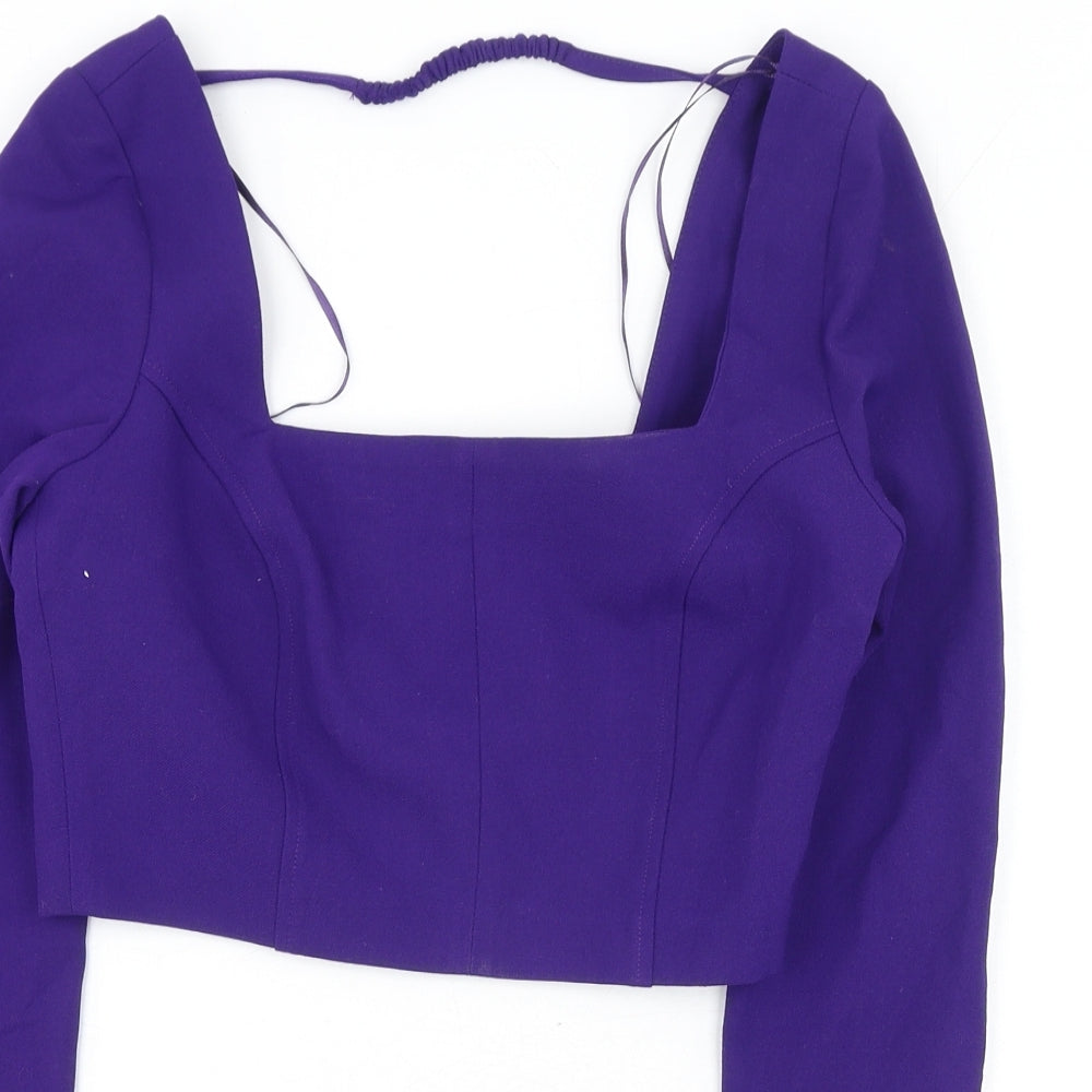 Womens UK Size XS Zara Purple Cropped Blouse