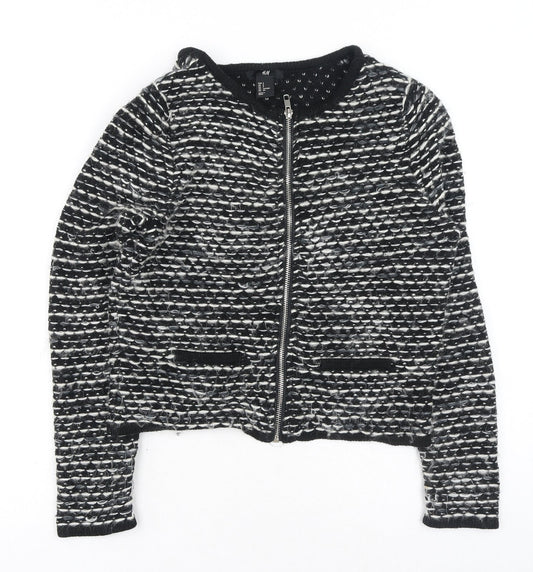 Womens UK Size S H&M Black Full Zip Jumper
