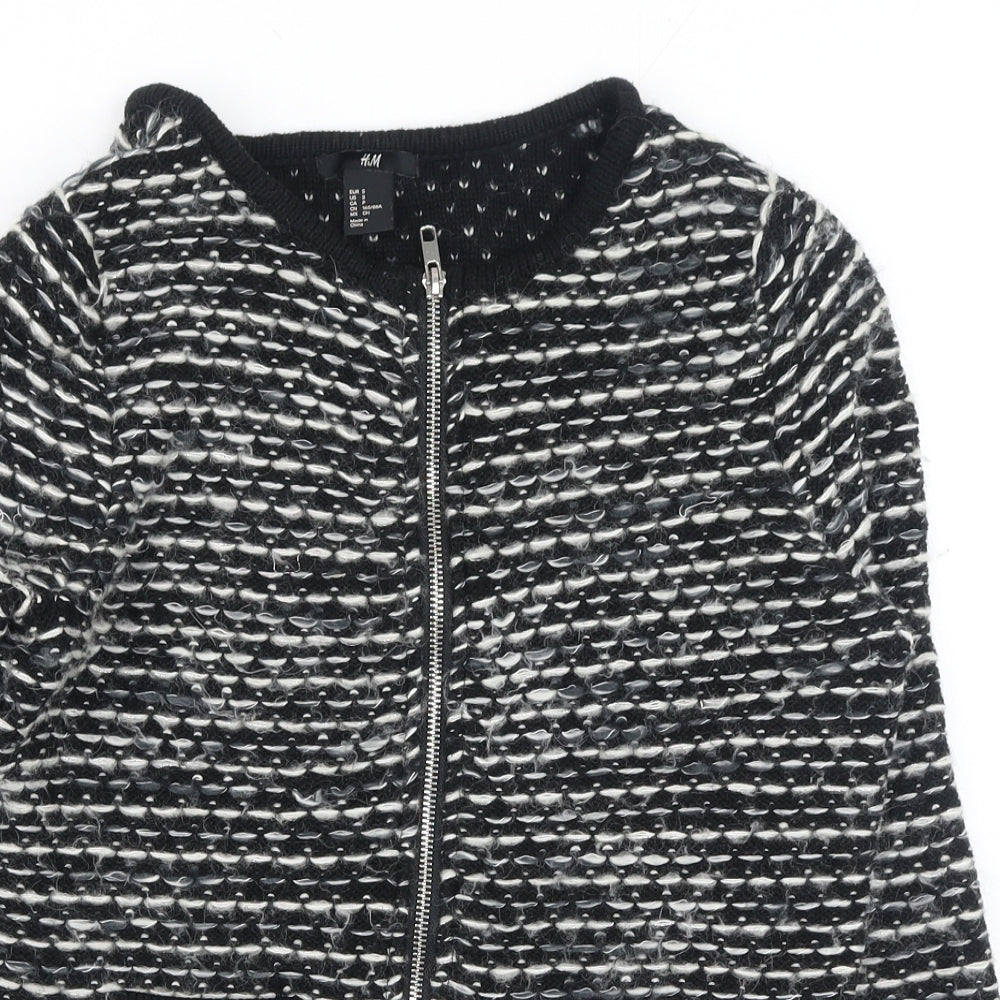 Womens UK Size S H&M Black Full Zip Jumper