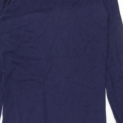 Dickins & Jones Womens Blue Cotton Jumper Dress Size S Collared Button
