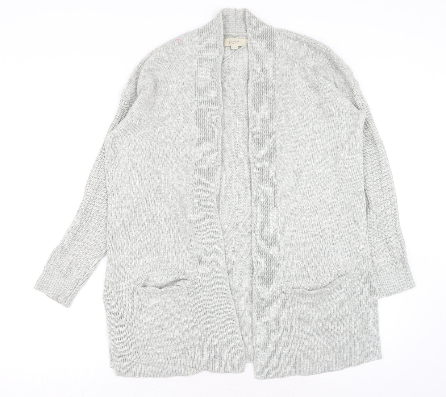 LOFT Womens Grey V-Neck Viscose Cardigan Jumper Size XS