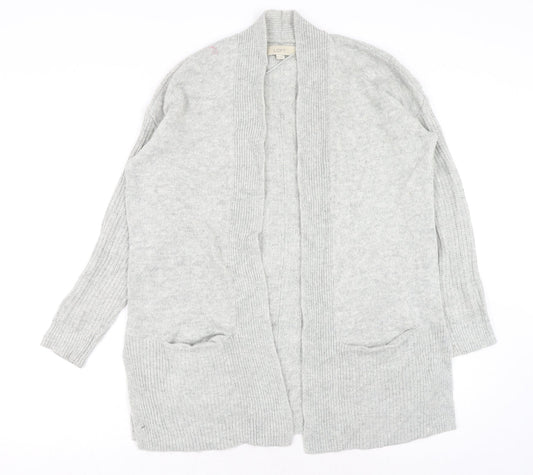 LOFT Womens Grey V-Neck Viscose Cardigan Jumper Size XS