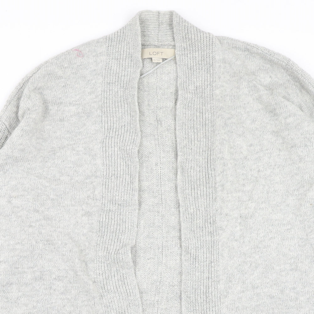 LOFT Womens Grey V-Neck Viscose Cardigan Jumper Size XS
