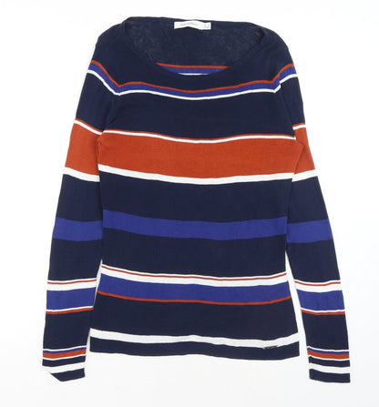 Pedro Del Hierro Womens Multicoloured Scoop Neck Striped Cotton Pullover Jumper Size S