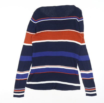 Pedro Del Hierro Womens Multicoloured Scoop Neck Striped Cotton Pullover Jumper Size S