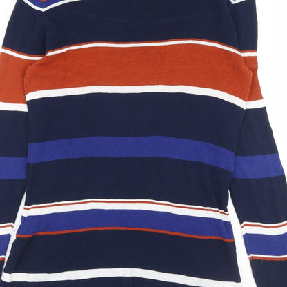 Pedro Del Hierro Womens Multicoloured Scoop Neck Striped Cotton Pullover Jumper Size S