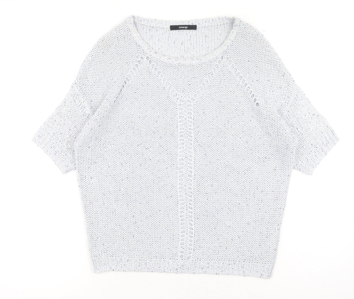 George Womens Grey Scoop Neck Acrylic Pullover Jumper Size 8