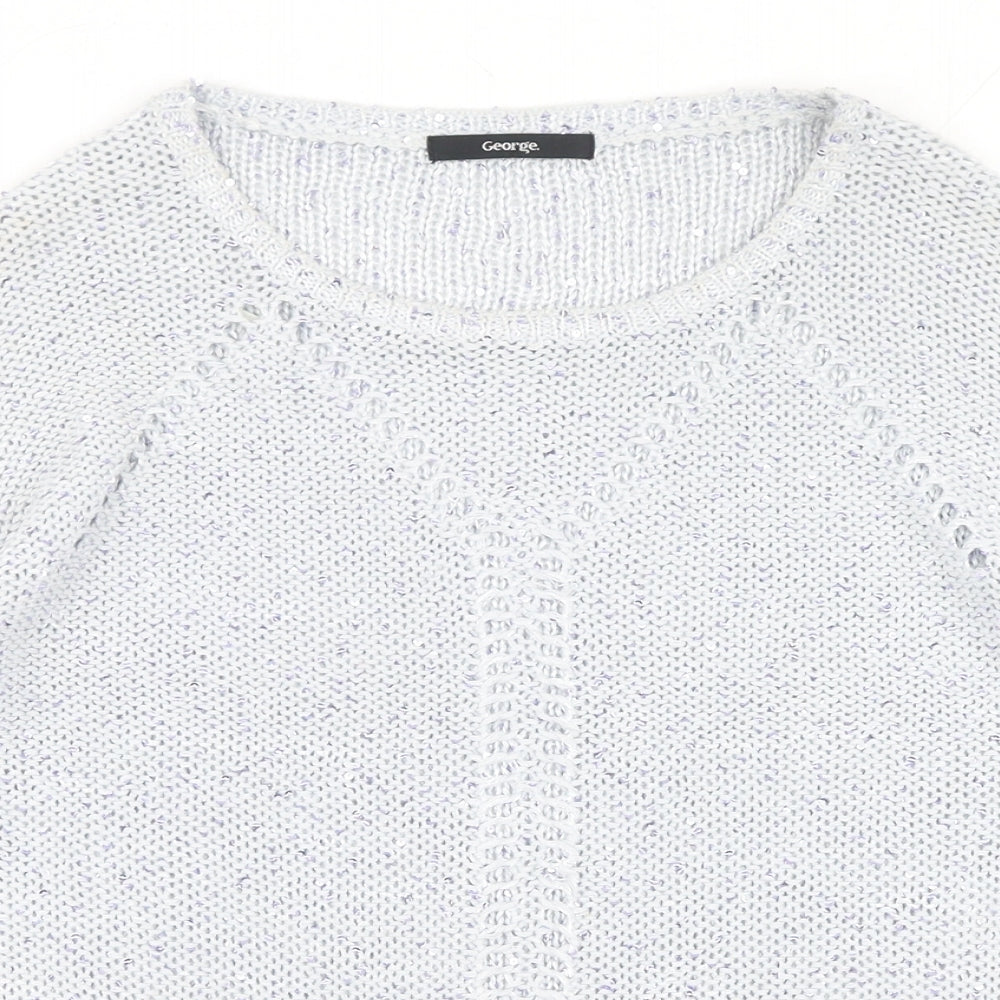 George Womens Grey Scoop Neck Acrylic Pullover Jumper Size 8