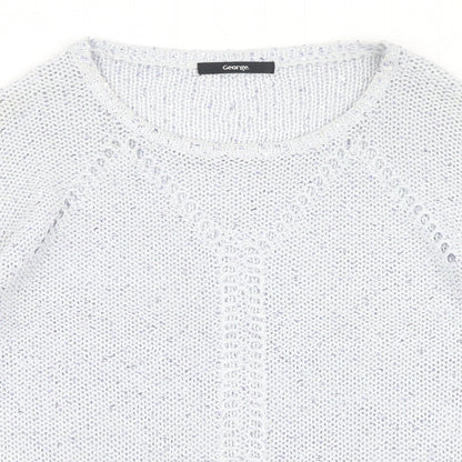 George Womens Grey Scoop Neck Acrylic Pullover Jumper Size 8