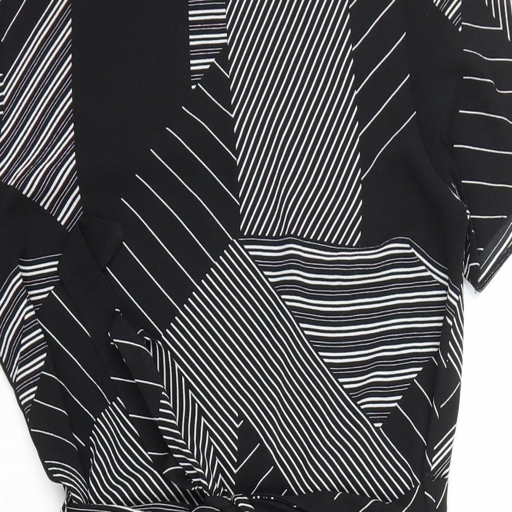 Primark Womens Black Geometric Polyester Sheath Size 8 Boat Neck Tie